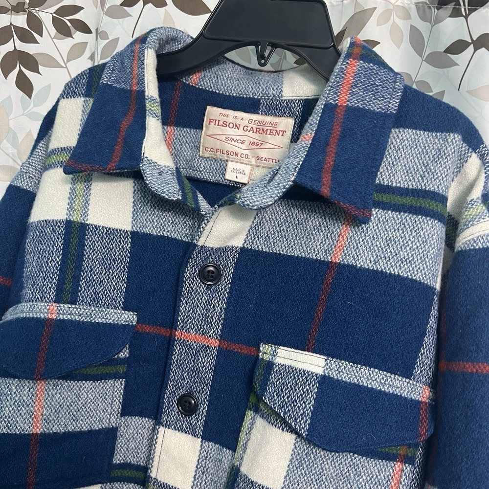 Filson Wool Jac Shirt Cobalt Blue Red | Discontinued | XL || Wool 2 Pocket